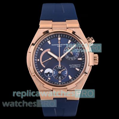 Swiss Replica Vacheron Constantin Overseas Rose Gold Watch with Blue Dial 42mm